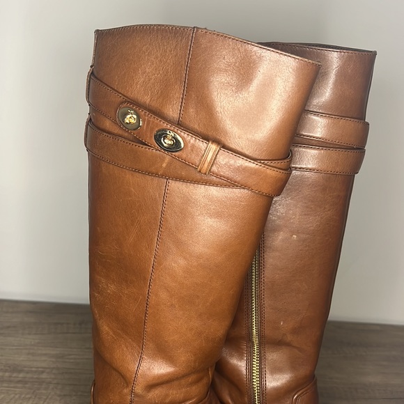 Coach Cognac Linette Calf Leather Boot US 8.5 - Picture 3 of 6